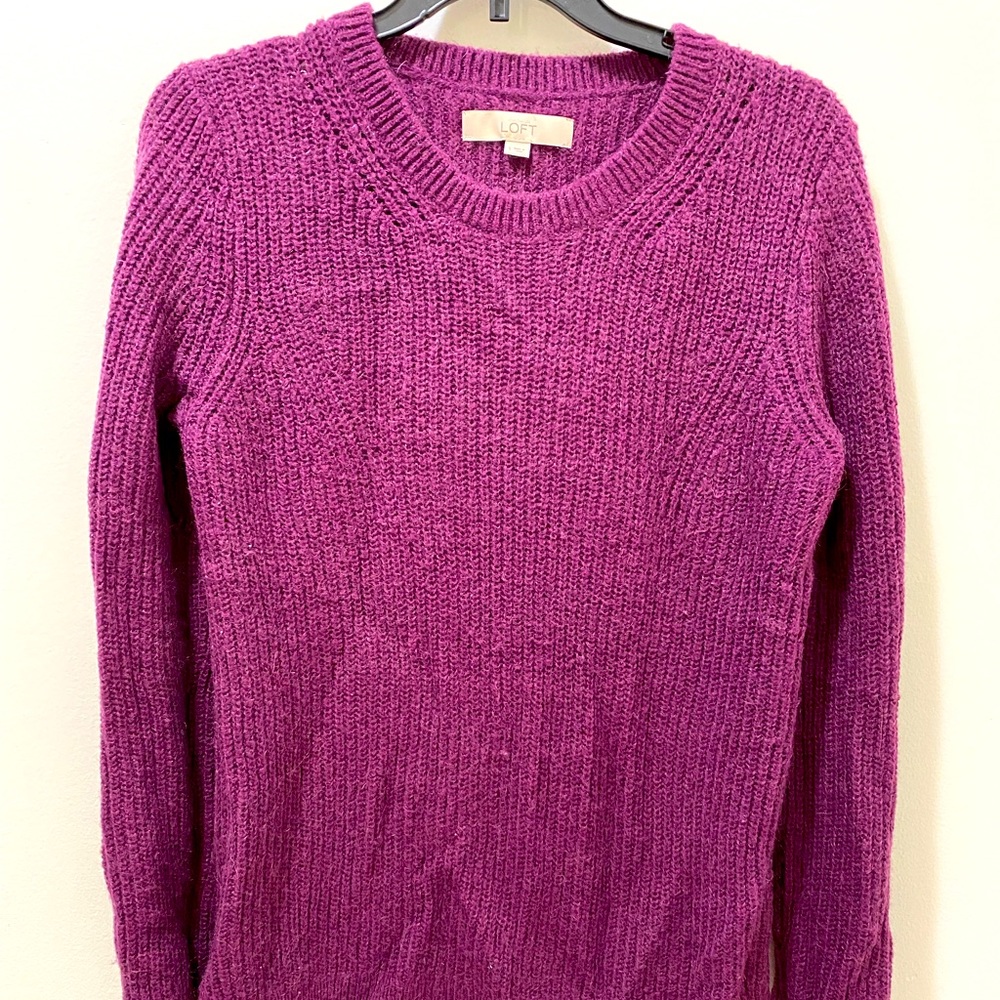 Loft - Plum Mohair/Wool Blend Knit Sweater Size S